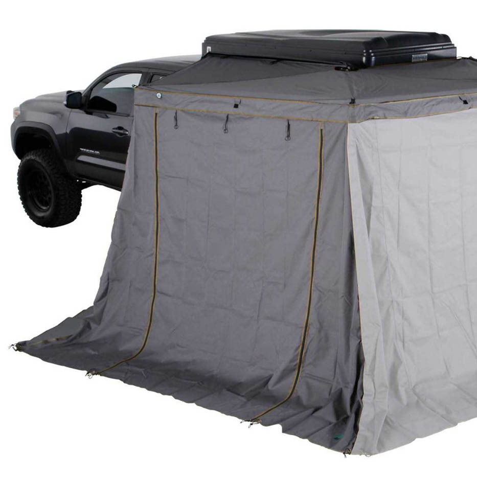 HD Nomadic 270 LTE Awning Walls - Dark Grey with Green Trim Wall 1 Driver