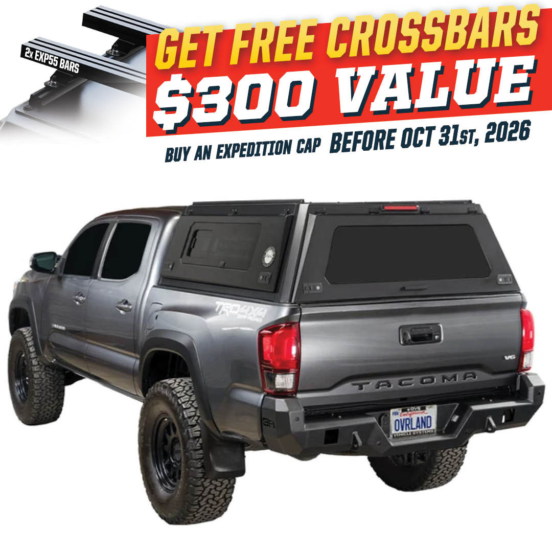Expedition Pro+ Truck Cap for 2016-2023 Toyota Tacoma - Full Windows 3 Quarter