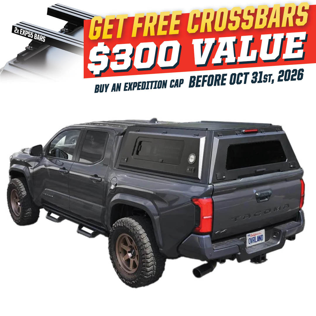 Expedition Pro+ Truck Cap for 2024-2027 Toyota Tacoma - Full Windows 3 Quarter