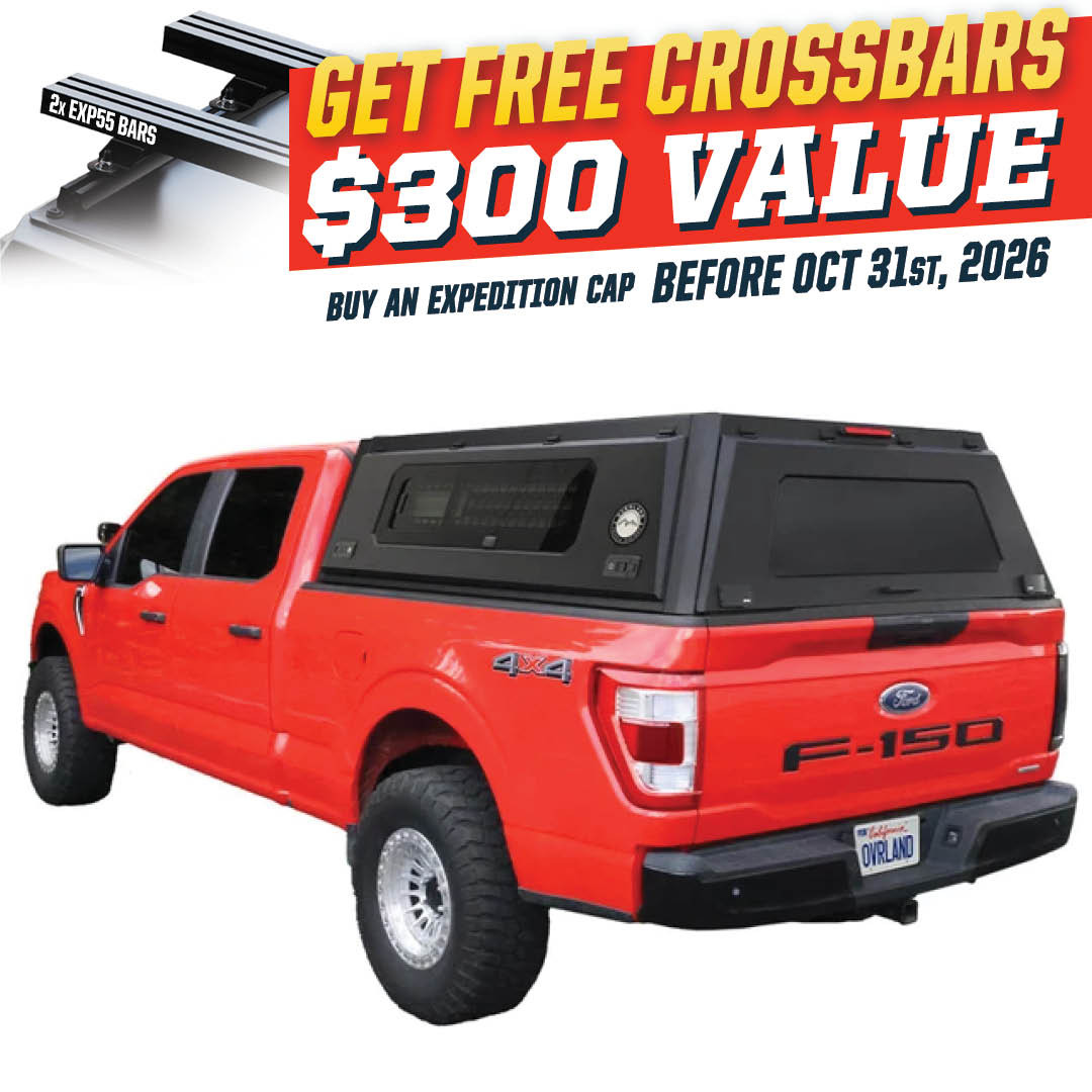 Expedition Truck Cap for 2021-2027 Ford F-150 - Full Window Doors 3 Quarter