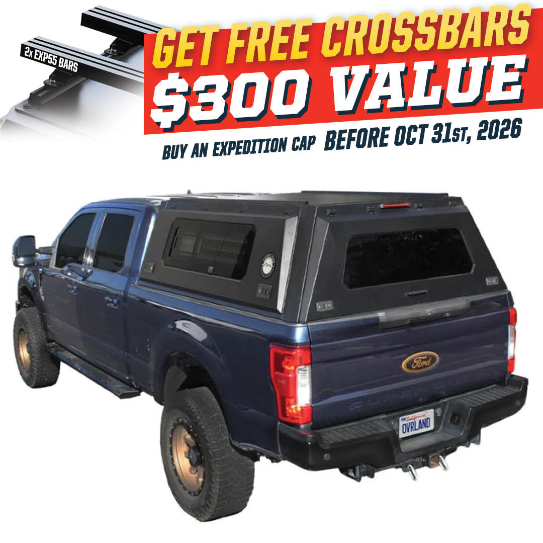 Expedition Pro+ Truck Cap for 2017-2022 Ford F-250 / F-350 6.8 ft Bed - Full Window Doors 3 Quarter