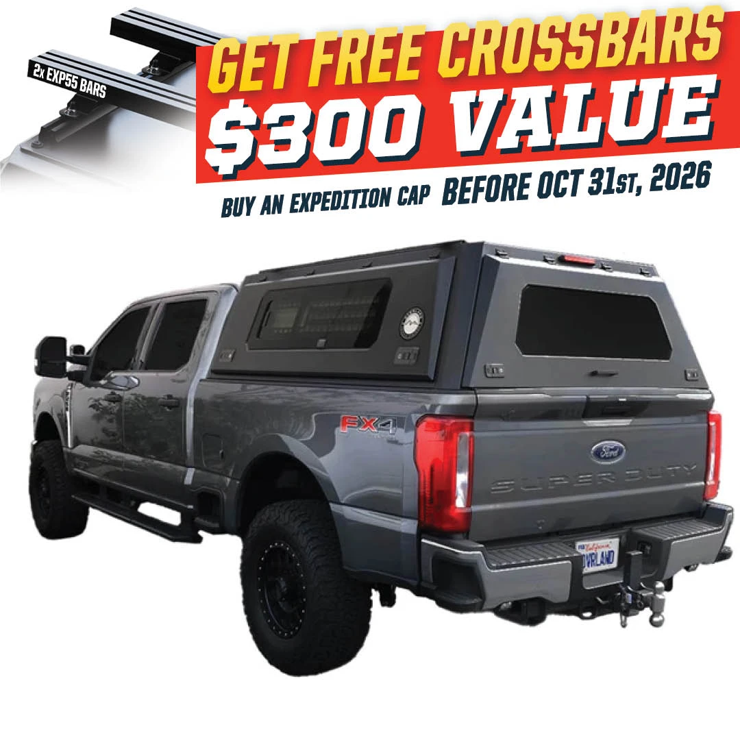 Expedition Pro+ Truck Cap for 2023-2027 Ford F-250 / F-350 6.8 ft Bed - Full Window Doors 3 Quarter