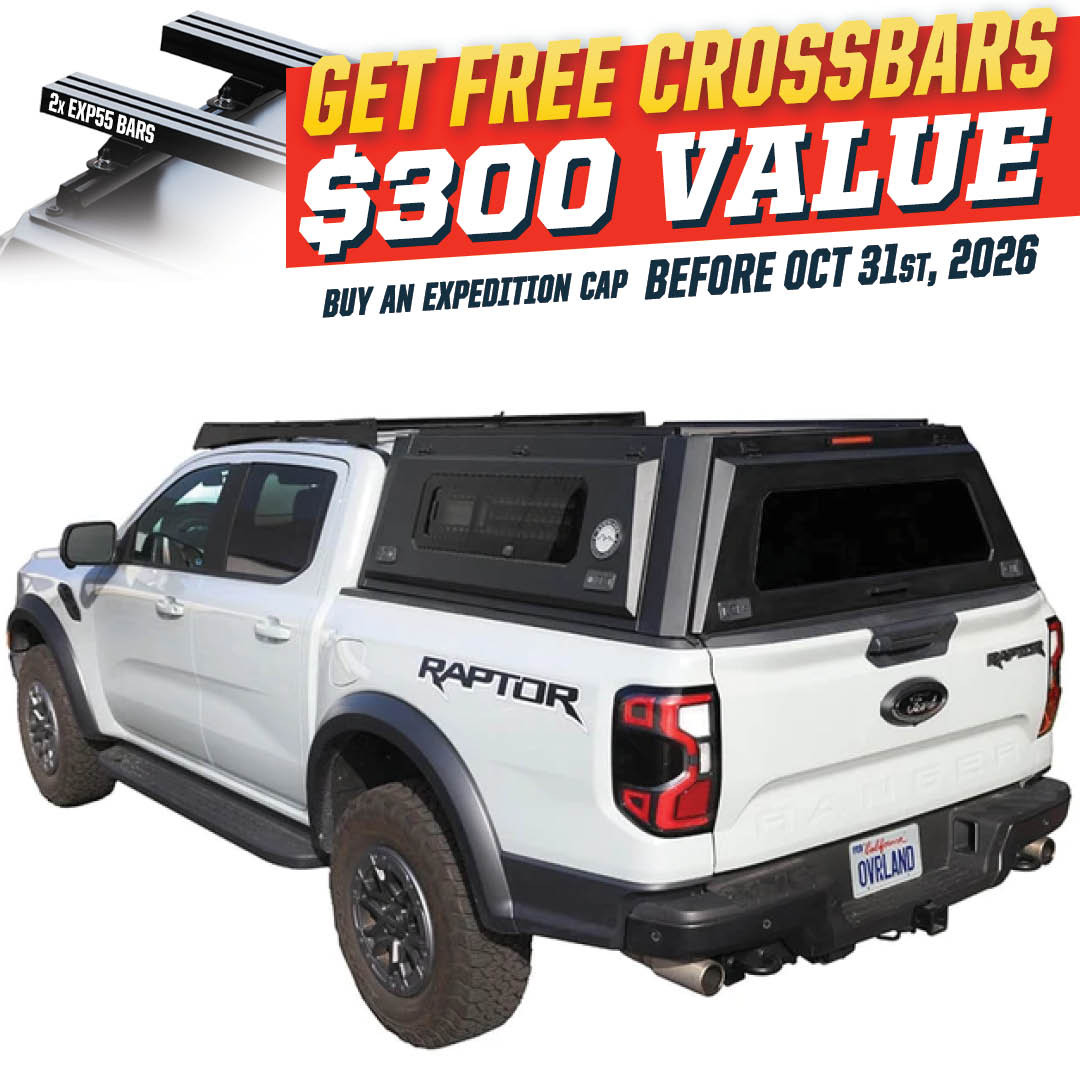 Expedition Pro+ Truck Cap for 2024-2025 Ford Ranger 5 ft Bed - Full Window Doors 3 Quarter