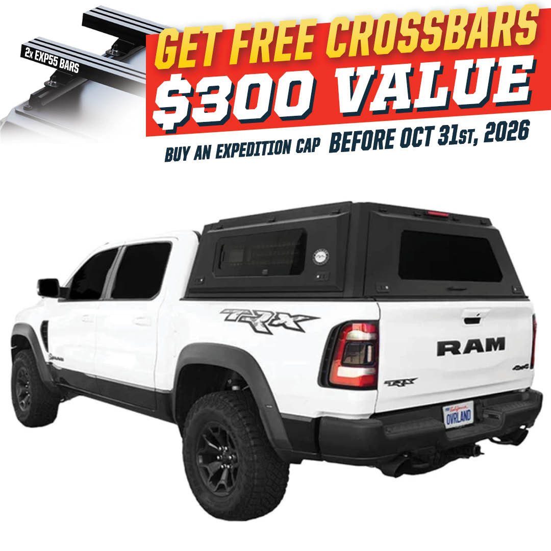 Expedition Pro+ Truck Cap for 2019-2027 RAM 1500 5.7 ft Bed - Full Window Doors 3 Quarter