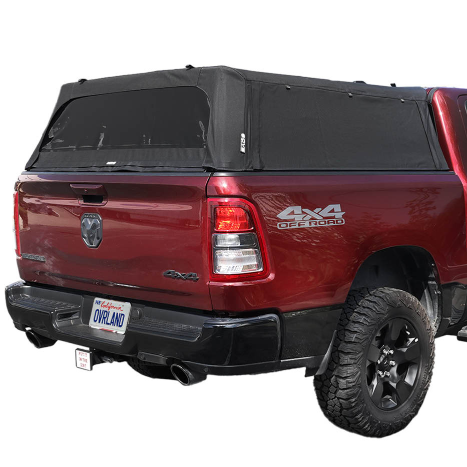 Explorer Soft Shell for 2019-2026 RAM 1500 5.7 ft Bed - Black Canvas with Aluminum Frame 3 Quarter