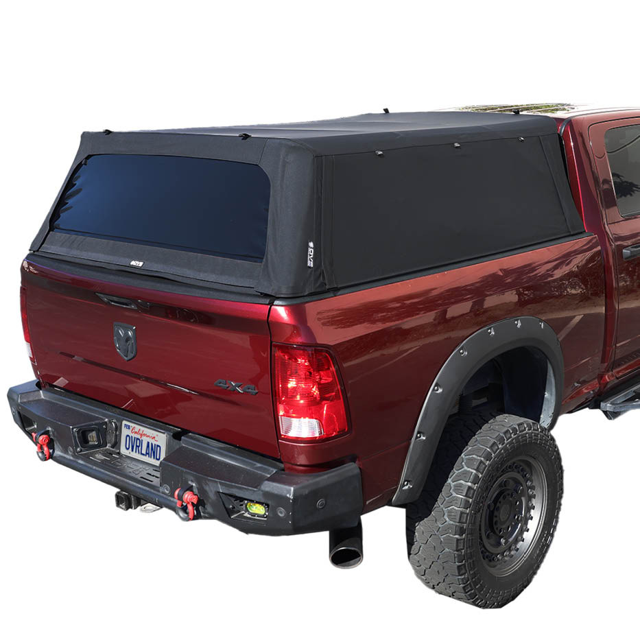 Explorer Soft Shell for 2009-2026 RAM 2500/3500 6.4 ft Bed - Black Canvas with Aluminum Frame 3 Quarter