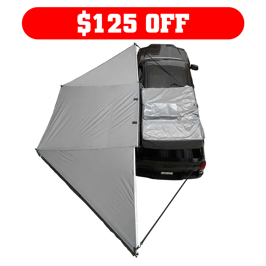 Nomadic Awning 180 Degree - Dark Gray Cover With Black Cover top