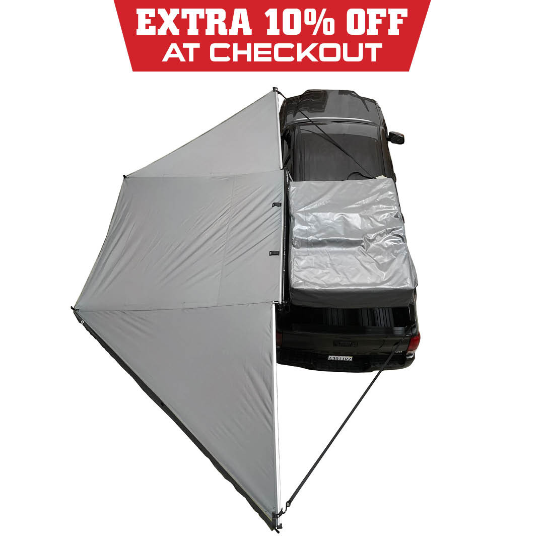 Nomadic Awning 180 Degree - Dark Gray Cover With Black Cover top