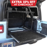 Cargo Storage Rack with Shelf and Sliding Extension for Jeeps and SUVs 3 Quarter