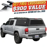 Expedition Truck Cap for 2016–2023 Toyota Tacoma 5 ft & 6 ft Beds - Full Wing Doors & 3rd Brake Light 3 Quarter
