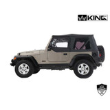 14010135 King 4WD Premium Replacement Soft Top With Upper Doors, Black Diamond With Tinted Windows, Jeep Wrangler TJ 1997-2006