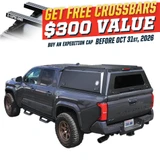 Expedition Truck Cap for 2024-2027 Toyota Tacoma 5 ft & 6 ft Beds - Full Wing Doors & 3rd Brake Light 3 Quarter