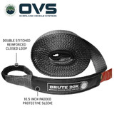 Brute Tow Strap - Gray with Black Ends & Storage Bag Rolled