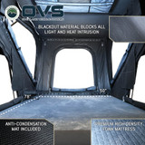 XD K2 Clam Shell Pop Up 2 Person Aluminum Hard Shell Roof Top Tent, Blue Body & Black Rainfly Internal Inside