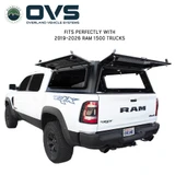 Expedition Pro+ Truck Cap for 2019-2027 RAM 1500 5.7 ft Bed - Full Window Doors Open 3 Quarter