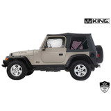 14010235 King 4WD Premium Replacement Soft Top Without Upper Doors, Black Diamond With Tinted Windows, Jeep Wrangler TJ 1997-2006