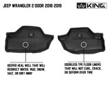 28010601 King 4WD Premium Four-Season Floor Liners Front and Rear Passenger Area Jeep Wrangler JL 2 Door 2018-2019