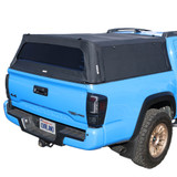 Explorer Soft Shell for 2016-2023 Toyota Tacoma 5 ft Bed - Black Canvas with Aluminum Frame 3 Quarter