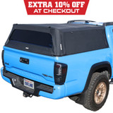 Explorer Soft Shell for 2016-2023 Toyota Tacoma 5 ft Bed - Black Canvas with Aluminum Frame 3 Quarter