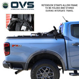 Explorer Soft Shell for 2024-2026 Ford Ranger 5 ft Bed - Black Canvas with Aluminum Frame Side Collapsed