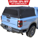 Explorer Soft Shell for 2024-2026 Ford Ranger 5 ft Bed - Black Canvas with Aluminum Frame 3 Quarter