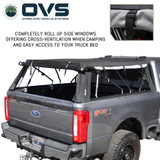 Explorer Soft Shell for 2017-2026 Ford F-250 / F-350 6.8 ft Bed - Black Canvas with Aluminum Frame 3 Quarter Open