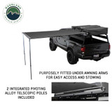 HD Nomadic 90 Degree Awning - Grey Body, Green Trim & Black Travel Cover With Poles Down