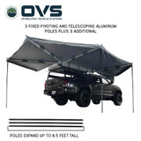 HD Nomadic 270 Degree Awning - Passenger Side - Dark Gray Awning With Black Cover Poles