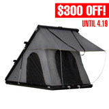 HD Mamba Clam Shell Aluminum Hard Shell Roof Top Tent, Grey Body & Green Trim 3/4