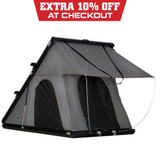 HD Mamba Clam Shell Aluminum Hard Shell Roof Top Tent, Grey Body & Green Trim 3/4