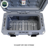 D.B.S. - Dark Grey 53 QT Dry Box with Drain, and Bottle Opener dimensions