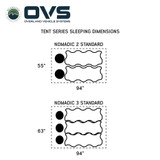 HD Nomadic 2 Person Standard Soft Shell Roof Top Tent, Grey Body & Green Rainfly Dimensions