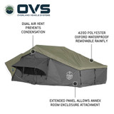 HD Nomadic 4 Person Extended Soft Shell Roof Top Tent, Grey Body & Green Rainfly 3 Quarter