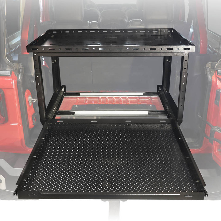 Jeep Camping Storage Deck and Slide Extension Extended Jeep Camping Storage Deck and Slide Extension Extended