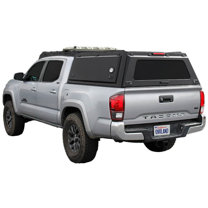 Expedition Truck Cap for 2016–2023 Toyota Tacoma 5 ft & 6 ft Beds - Full Wing Doors & 3rd Brake Light 3 Quarter