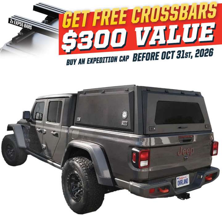 Expedition Truck Cap for 2020-2027 Jeep Gladiator 5 ft Bed - Full Wing Doors 3 Quarter