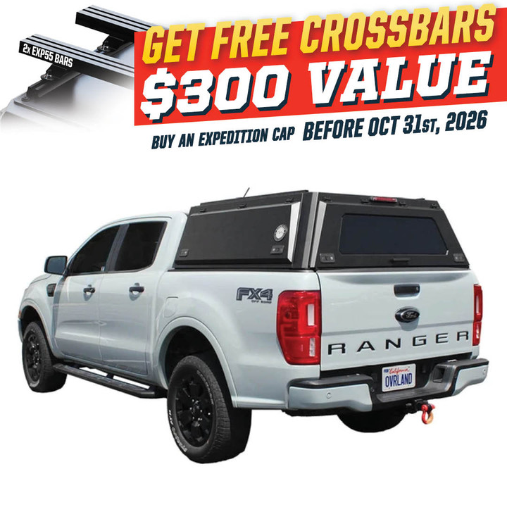 Expedition Truck Cap for 2019-2023 Ford Ranger 5 ft Bed - Full Wing Doors 3 Quarter