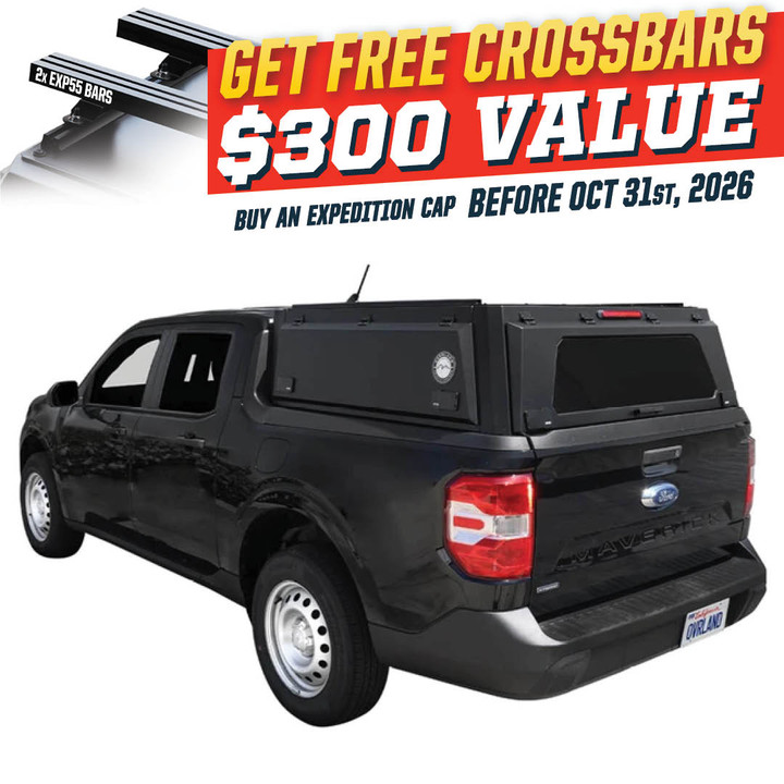 Expedition Truck Cap for 2022-2027 Ford Maverick 4.5 ft Bed - Full Wing Doors 3 Quarter