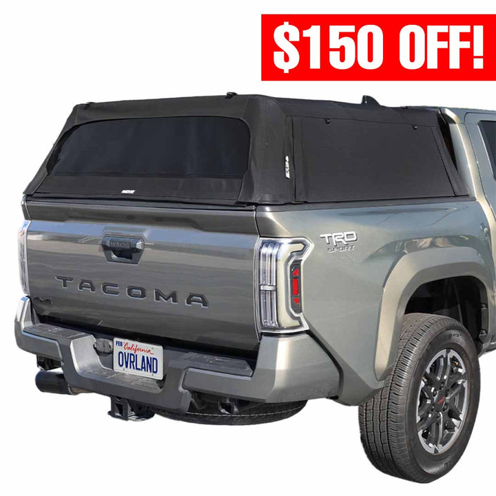 Explorer Soft Shell for 2024-2026 Toyota Tacoma 5 ft Bed - Black Canvas with Aluminum Frame 3 Quarter