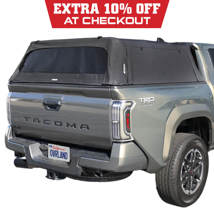 Explorer Soft Shell for 2024-2026 Toyota Tacoma 5 ft Bed - Black Canvas with Aluminum Frame 3 Quarter