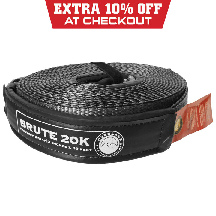Brute Tow Strap - Gray with Black Ends & Storage Bag