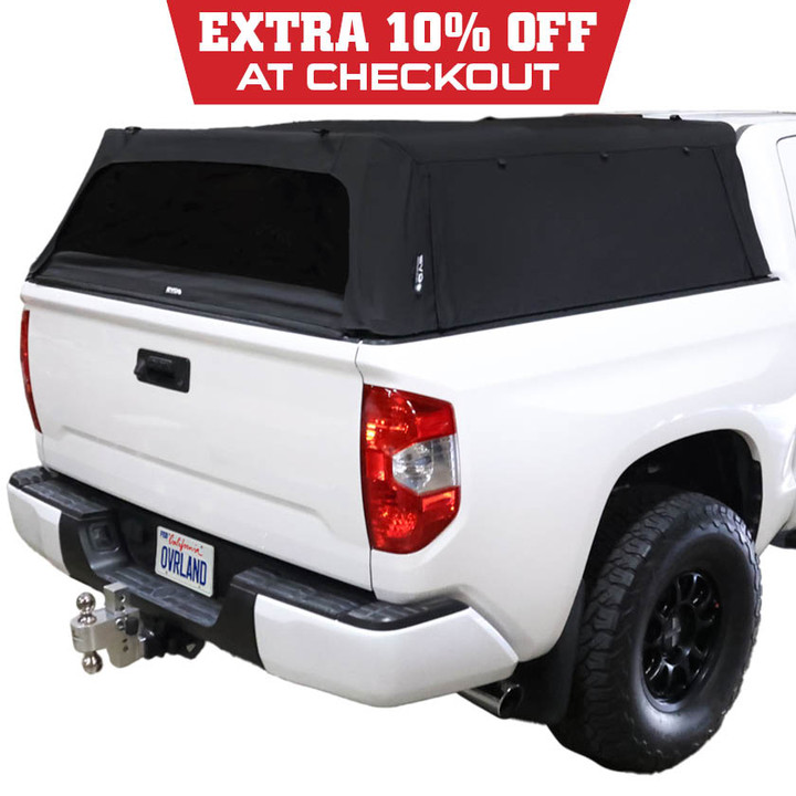 Explorer Soft Shell for 2007-2021 Toyota Tundra 5.5 ft Bed - Black Canvas with Aluminum Frame Side
