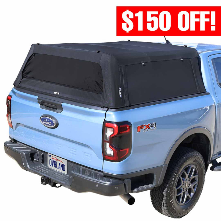 Explorer Soft Shell for 2024-2026 Ford Ranger 5 ft Bed - Black Canvas with Aluminum Frame