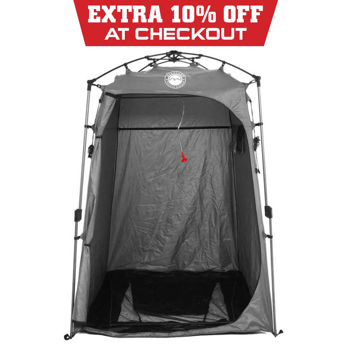 OVS Portable Privacy Room with Shower, Retractable Floor and Amenity Pouches and More – Quick Set Up Front