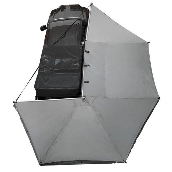 HD Nomadic 270 Degree Awning - Passenger Side - Dark Gray Awning With Black Cover Top