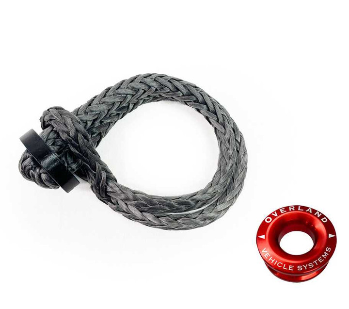 Combo Pack Soft Shackle 7/16" 41,000 lb. With Collar and Recovery Ring 2.5" 10,000 lb. Red