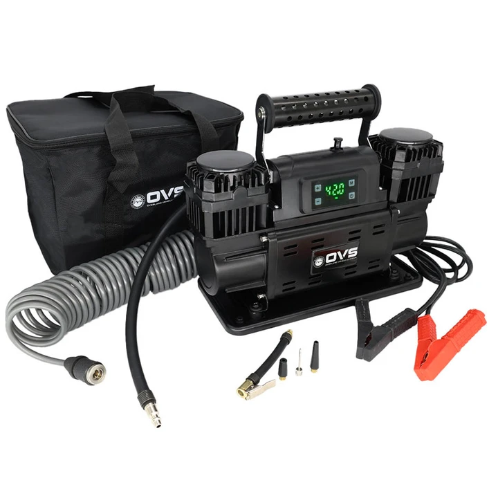 EGOI Portable Single/Dual Motor Digital Air Compressor System With Control Panel, Storage Bag, Hose & Attachments Dual