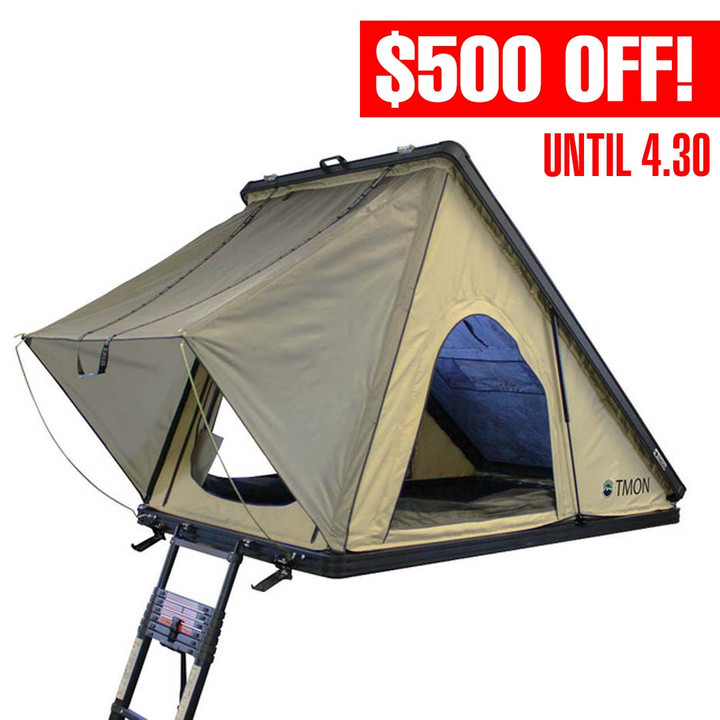 LD TMON Clamshell Aluminum Hard Shell Roof Top Tent 3 Quarter