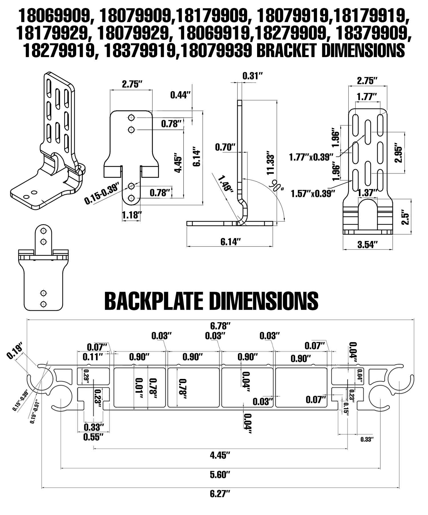 OVS XD Nomadic 315 bracket specifications and backplate mounting dimensions