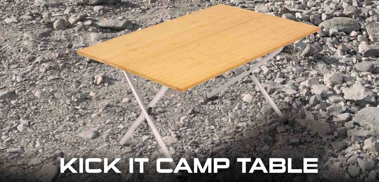 Kick It Bi-Fold Camp Table - Wood Base & Storage Bag